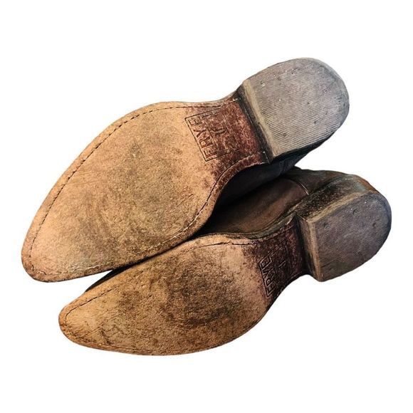 Frye Billy stitch cowgirl western boots brown with orange stitching design sz 9 - Picture 8 of 16